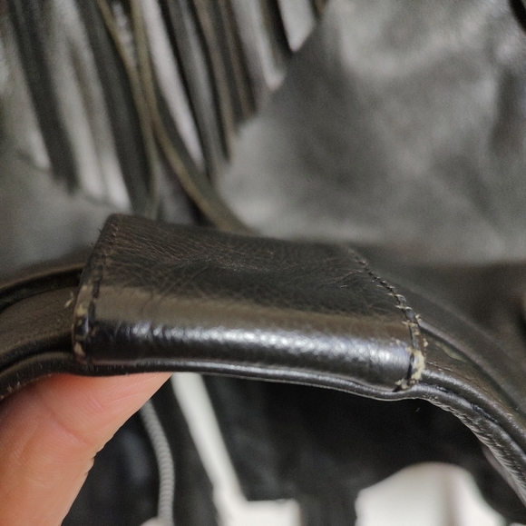 Vintage Open Road Black Fringe Insulated Leather Jacket - Picture 16 of 16